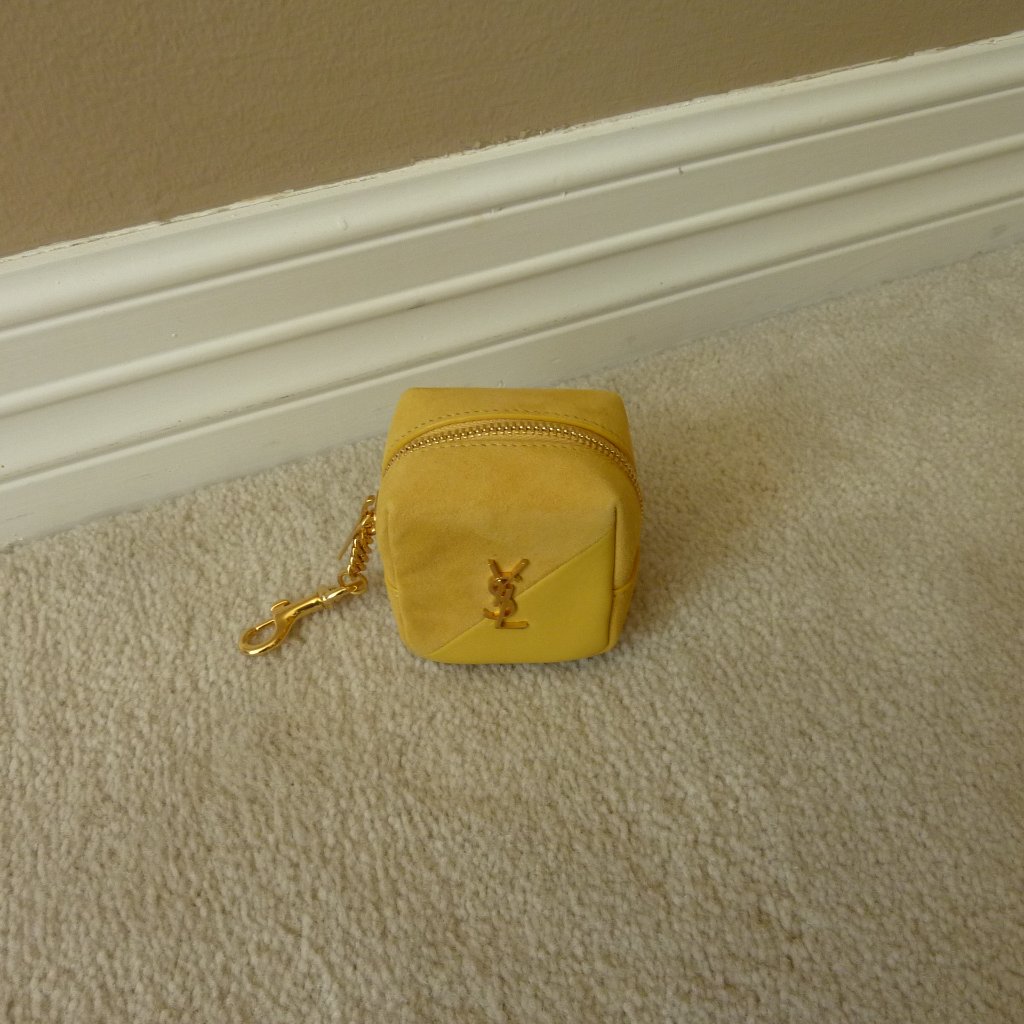 Saint Laurent Jamie Lambskin & Suede Ysl Logo Key Charm Cube (Sunflower Yellow)